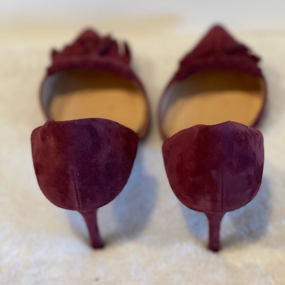J.Crew Women’s 8 Burgundy Suede Pointy Tassel Kilted Heels Dress Pumps - Picture 3 of 6
